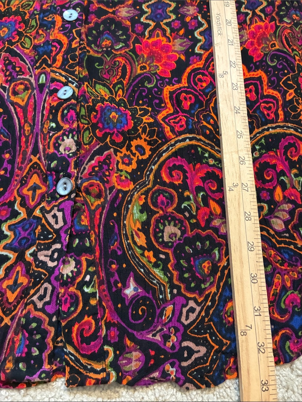 Roamans Boho Floral Paisley Button Front Tunic Blouse Short Sleeve 14W Multi - Picture 7 of 7